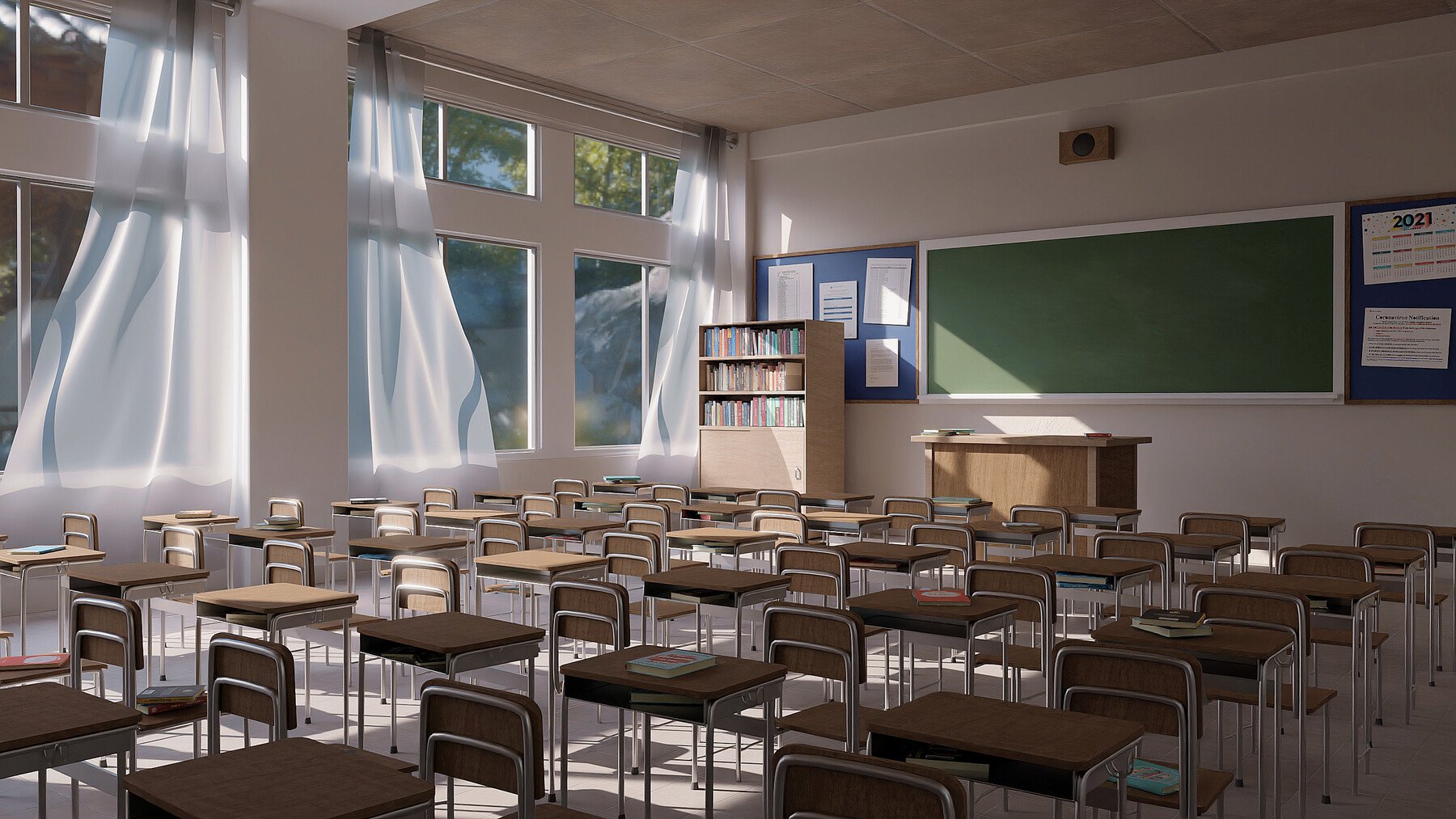在Blender中创建教室环境 Artstation –  3D Classroom Environment Creation in Blender