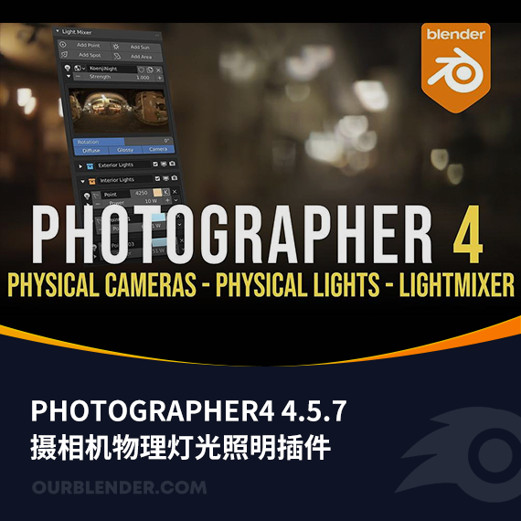 BLENDER摄相机物理灯光照明插件Photographer4 4.5.7