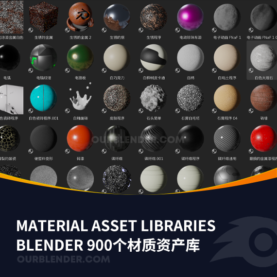 Blender 900个程序化材质资产库