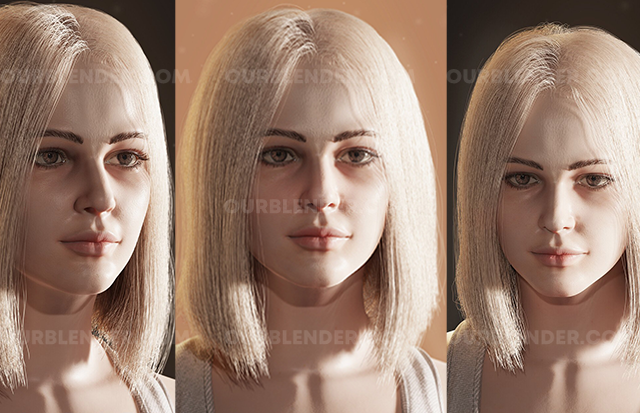 Blender 3.0 女孩肖像建模全过程视频及3D模型文件