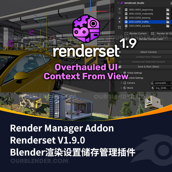 Blender渲染设置储存管理插件 Render Manager Addon Renderset V1.9.0