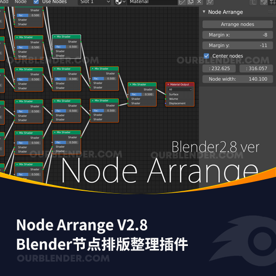 Blender节点排版整理插件 Node Arrange V2.8