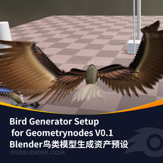 Blender鸟类模型生成资产预设 Bird Generator Setup for Geometrynodes V0.1