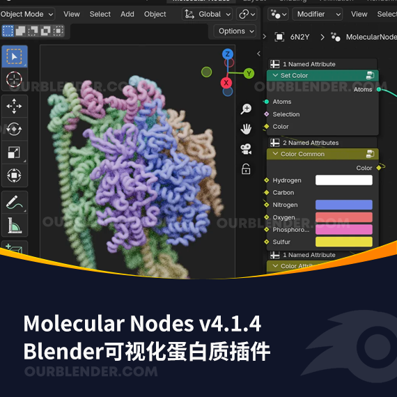 Blender可视化蛋白质插件 Molecular Nodes v4.1.4